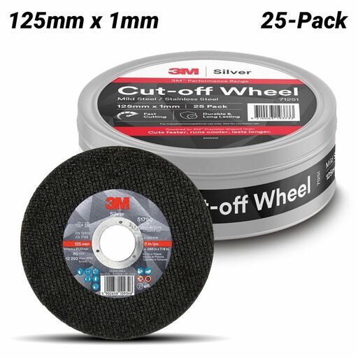 3M 7100394492 25-Pack 125mm x 1mm Silver Cut-Off Wheel