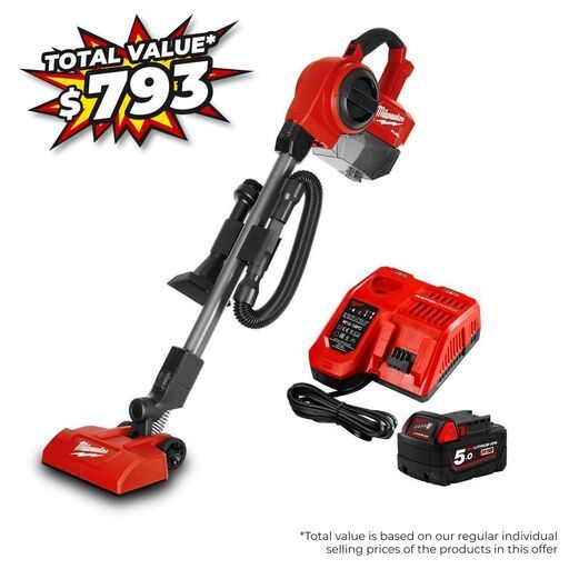 Milwaukee M18FCVL-0+M18SP-501B 18V 5.0Ah Li-Ion Cordless Brushless L-Class Compact Vacuum Combo Kit