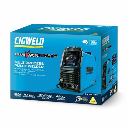 Cigweld XF250P3 (W1400250) BlueVenom 250A MIG/Stick/TIG Multi-Process Pulse Welder – image 9