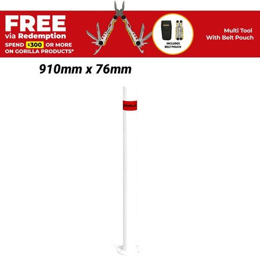 Gorilla BOL-FX-090W 910mm x 76mm Fixed Surface Mounted White Bollards