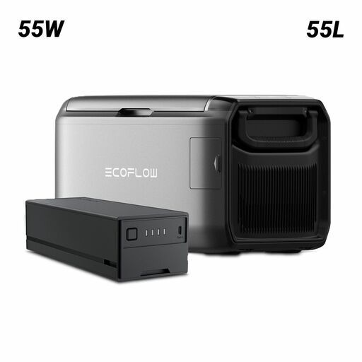 EcoFlow EFGLACIER55L-AU-EB 55L 55W GLACIER Portable Dual Zone Refrigerator with 298Wh Plug-in Battery