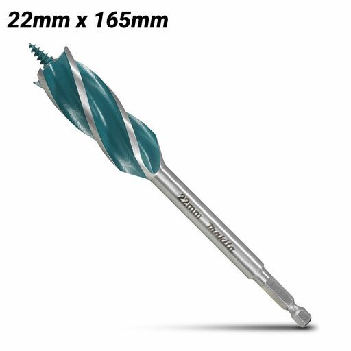 Makita E-26674 22mm x 165mm 1/4" Hex Impact 4-Cut Wood Auger Bit
