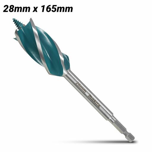 Makita E-26696 28mm x 165mm 1/4" Hex Impact 4-Cut Wood Auger Bit