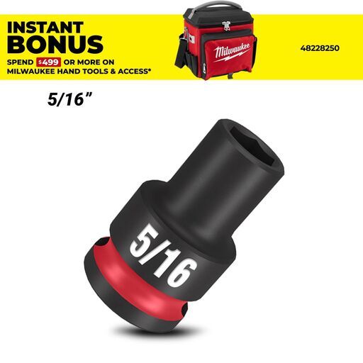 Milwaukee 49666102 3/8" Drive 5/16" Shockwave SAE Standard 6 Point Impact Socket