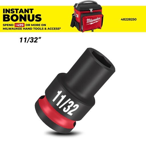 Milwaukee 49666103 3/8" Drive 11/32" Shockwave SAE Standard 6 Point Impact Socket