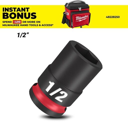 Milwaukee 49666106 3/8" Drive 1/2" Shockwave SAE Standard 6 Point Impact Socket