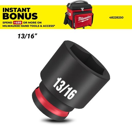 Milwaukee 49666111 3/8" Drive 13/16" Shockwave SAE Standard 6 Point Impact Socket