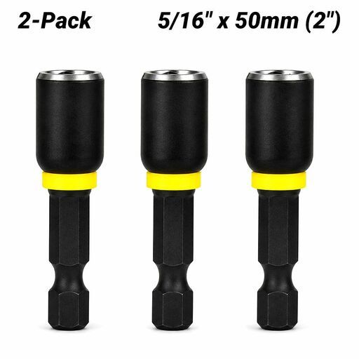 Milwaukee 49664523 2-Pack 5/16" x 50mm (2") SHOCKWAVE Magnetic Nut Driver Power Bits – image 2