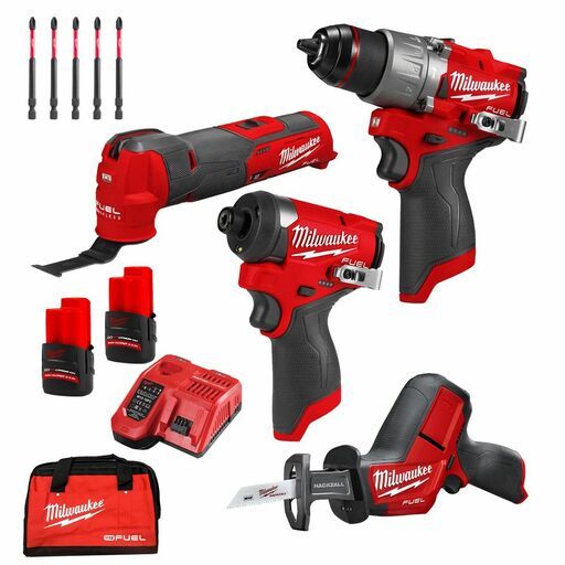 Milwaukee M12FPP4J2202HBA 12V 2.5Ah Li-ion M12 FUEL Cordless 4pce Power Pack Combo Kit