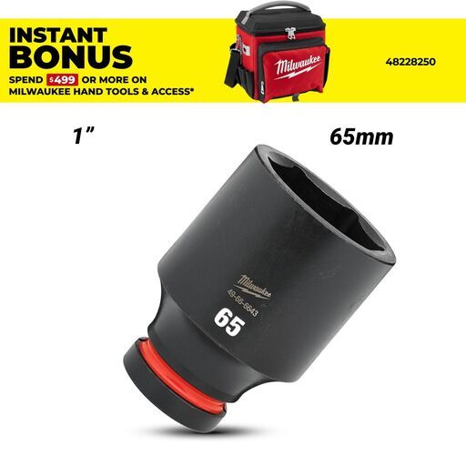 Milwaukee 49666643 1" Drive 65mm SHOCKWAVE Deep 6 Point Impact Socket