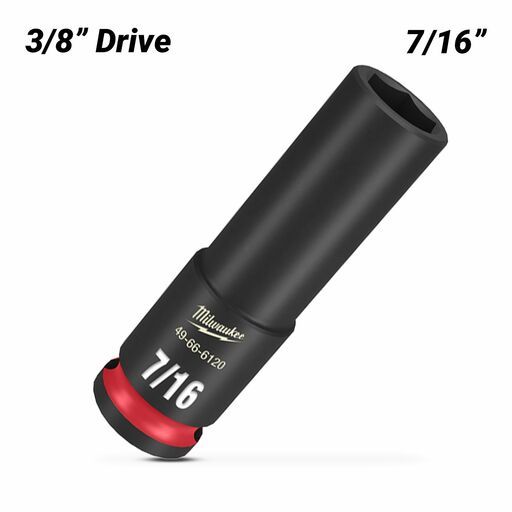 Milwaukee 49666120 3/8" Drive 7/16" SHOCKWAVE Deep 6 Point Impact Socket – image 2