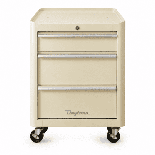 [Pre-Order] Daytona D3DSBCM 24" 3 Drawer Bottom Retro Storage Roller Cabinet - Pastel Cream