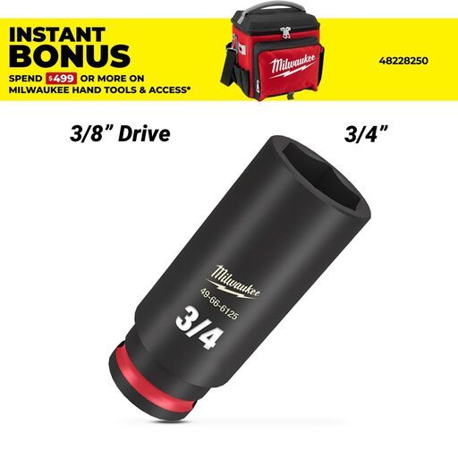 Milwaukee 49666125 3/8" Drive 3/4" SHOCKWAVE Deep 6 Point Impact Socket