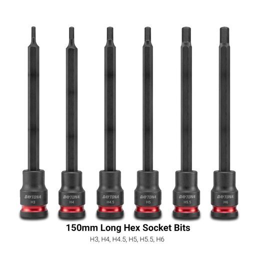 Daytona D2038BSS 20pce 3/8" H3-H12 and 1/8"-7/16" 150mm Extra Long Hex Bit Socket Set – image 4