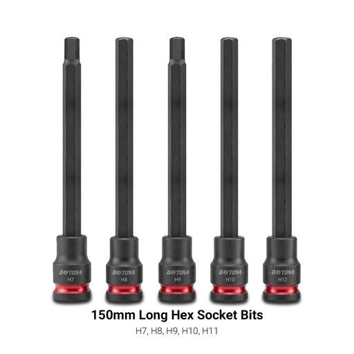 Daytona D2038BSS 20pce 3/8" H3-H12 and 1/8"-7/16" 150mm Extra Long Hex Bit Socket Set – image 5