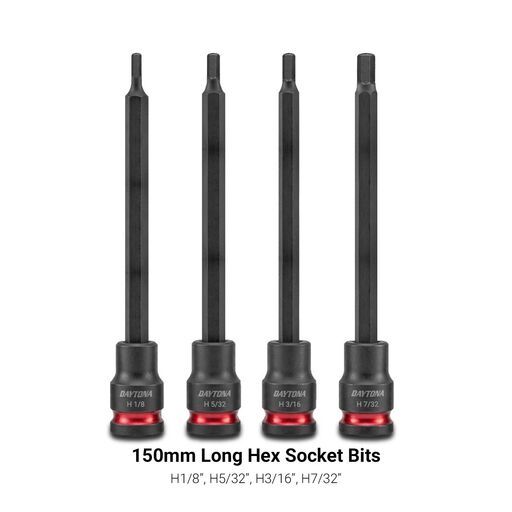 Daytona D2038BSS 20pce 3/8" H3-H12 and 1/8"-7/16" 150mm Extra Long Hex Bit Socket Set – image 2