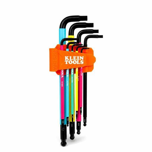 Klein A-BLS9M 9pce Colour Coded Extra-Long L Style Metric Hex Key Caddy Set – image 4