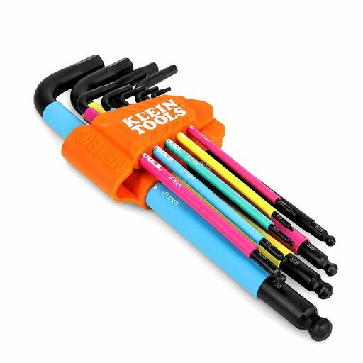 Klein A-BLS9M 9pce Colour Coded Extra-Long L Style Metric Hex Key Caddy Set – image 2