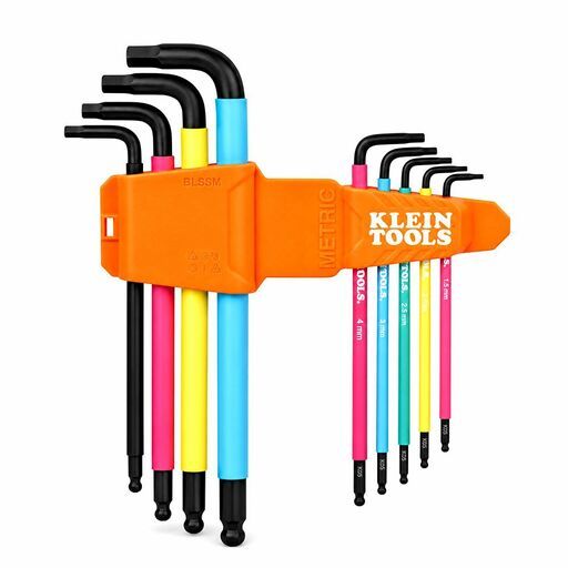 Klein A-BLS9M 9pce Colour Coded Extra-Long L Style Metric Hex Key Caddy Set – image 3
