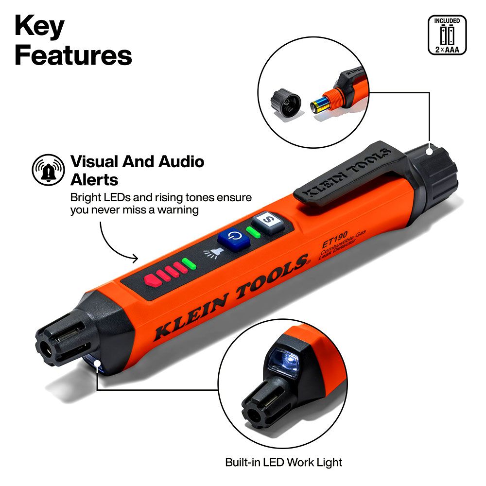 Klein A-ET190 Compact Combustible Gas Leak Detector – image 3