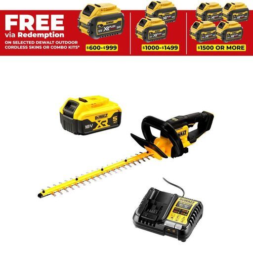 DeWalt DCMHT562P1-XE 18V 5.0Ah XR Li-ion Cordless 550mm Hedge Trimmer Combo Kit