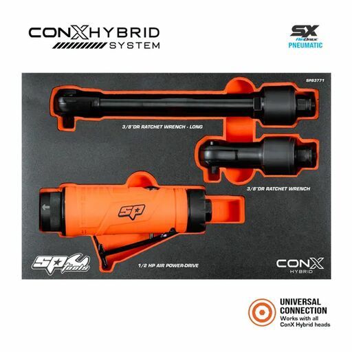 SP Tools SP83771 1/2hp Pnuematic CONX Hybrid Fastener Air System Kit – image 2