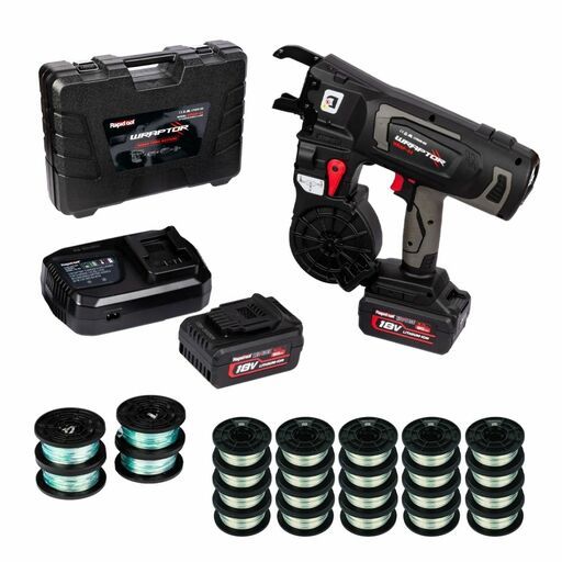 RAPIDTOOL WGW-25A 18V 5.0Ah Cordless 12-44mm WRAPTOR Rebar Tying Machine Combo Kit + 25 x 24-Pack 1.3mm Galvanised WRAPTOR Tie Wire Pack – image 2
