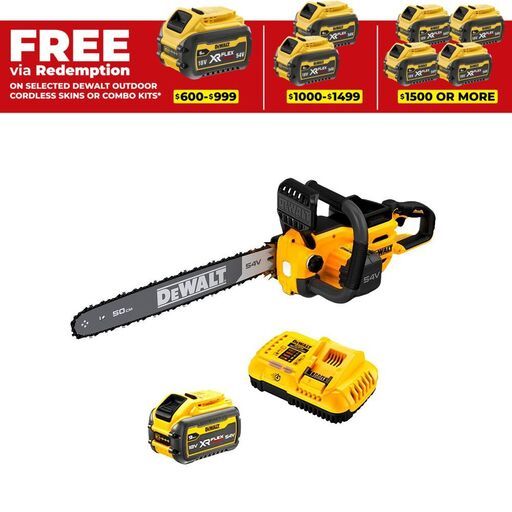 DeWalt DCMCS575X1-XE 54V 9.0Ah Li-ion XR FlexVolt Cordless Brushless 500mm (20") Chainsaw Combo Kit