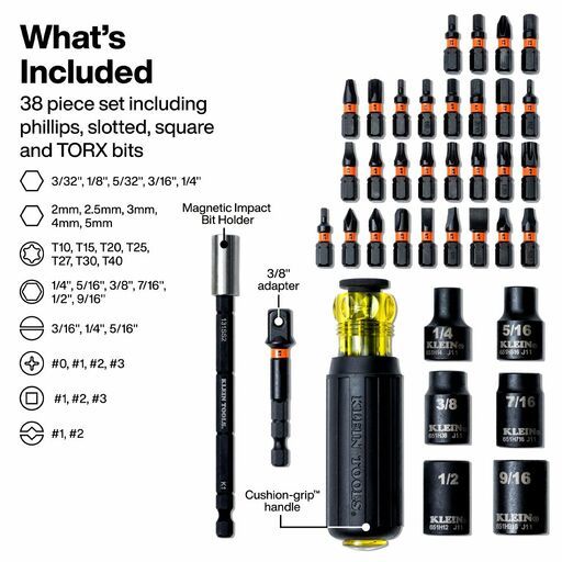 Klein A-33805MAU 38pce ProFlex Impact-Rated Screwdriver Bit & Socket Set – image 3