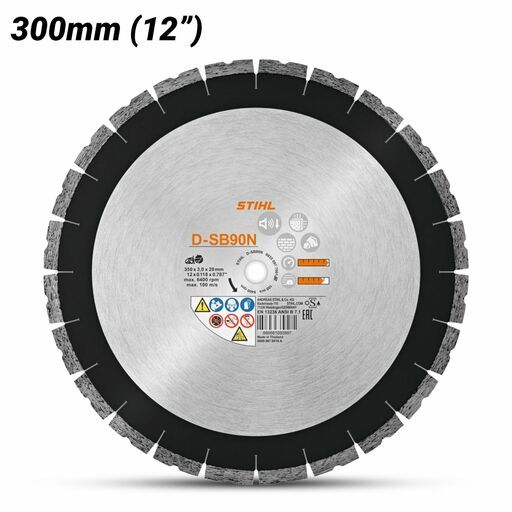 STIHL D-SB90N (08350977001) 300mm (12") Hard Stone Concrete (SB) Noise Reducing Diamond Cutting Wheel