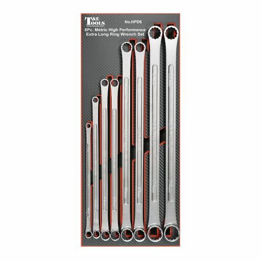 T&E Tools HPD8 8pce 8mm to 24mm Hi-Perfromance Long Ring Wrench Set – image 2