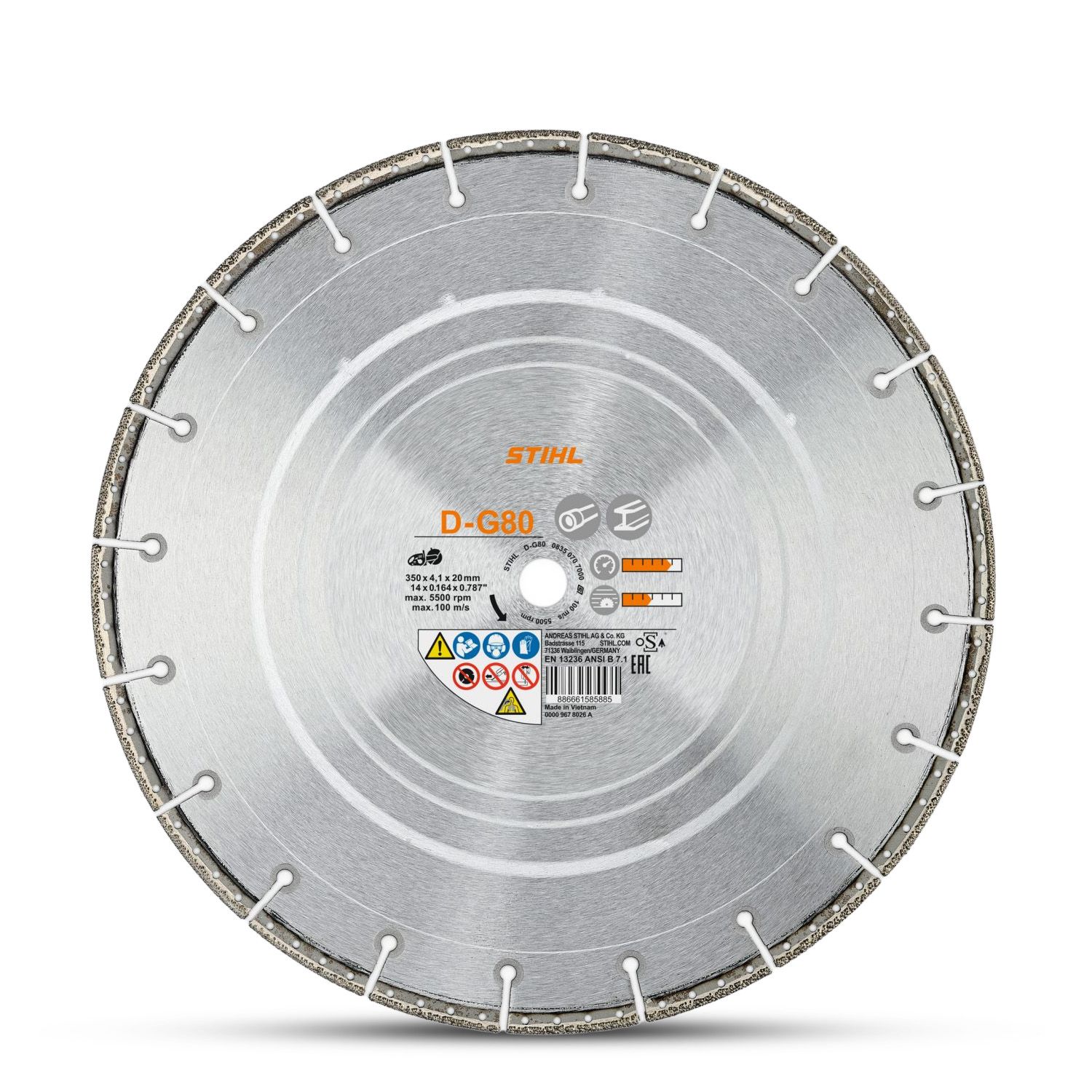 STIHL D-G80 (08350707002) 300mm (12") Ductile Iron Diamond Cutting Wheel – image 2