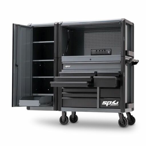 SP Tools SP40655GY 69" Apex Series Power Workstation Combo with Side Cabinet and Built-in Powerboard – image 2