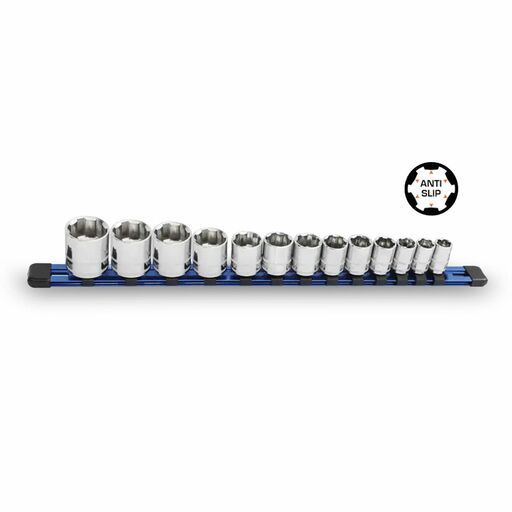 SP Tools SP33034 13pce 1/2" Dr Xtreme Grip Metric Socket Rail Set