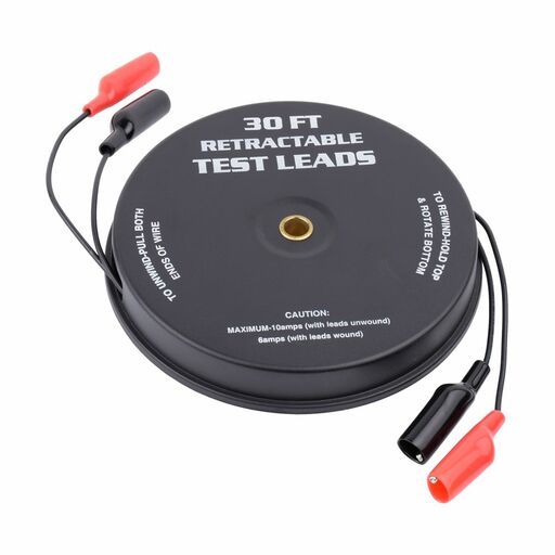 T&E Tools 3349 9m (30ft) 10 Amp Retractable DC Test Leads – image 2