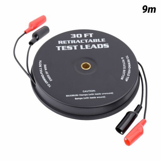 T&E Tools 3349 9m (30ft) 10 Amp Retractable DC Test Leads
