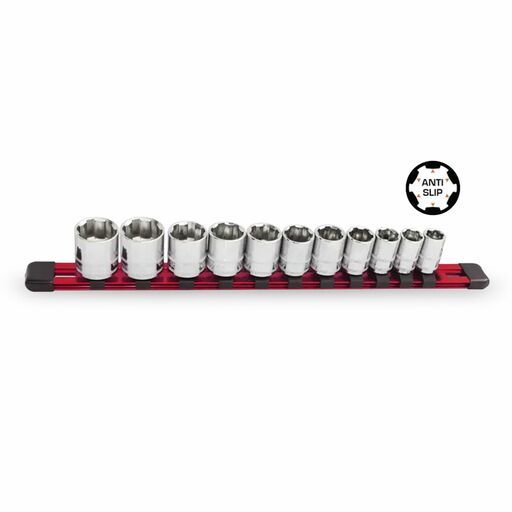 SP Tools SP33035 11pce 1/2" Dr Xtreme Grip SAE Socket Rail Set