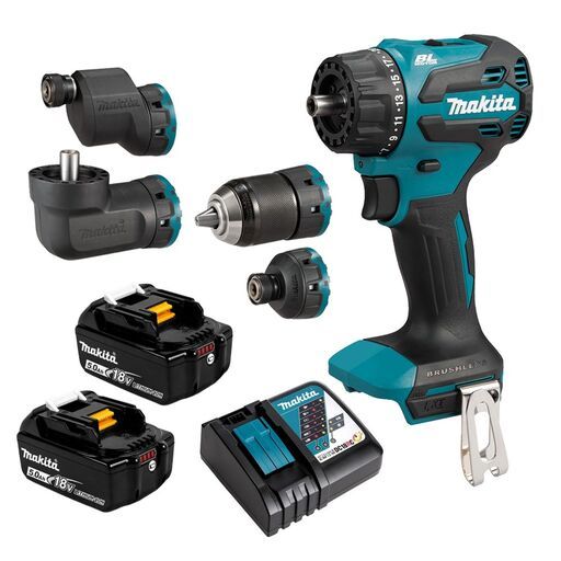 Makita DDF491RTJ 18V Li-ion Cordless Brushless Multi-Head Drill Combo Kit