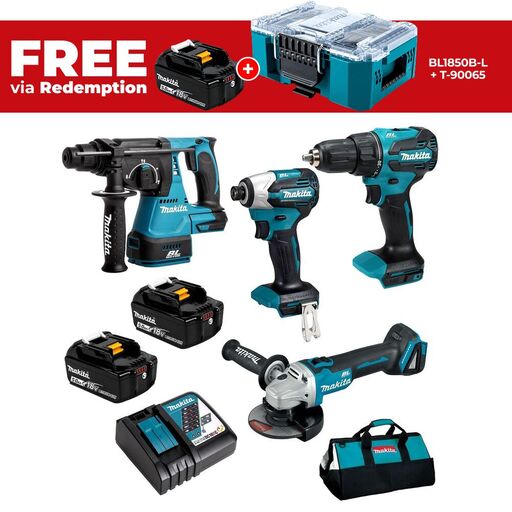 Makita DLX4205TX1 18V 5.0Ah Li-ion Cordless Brushless 4pce Combo Kit