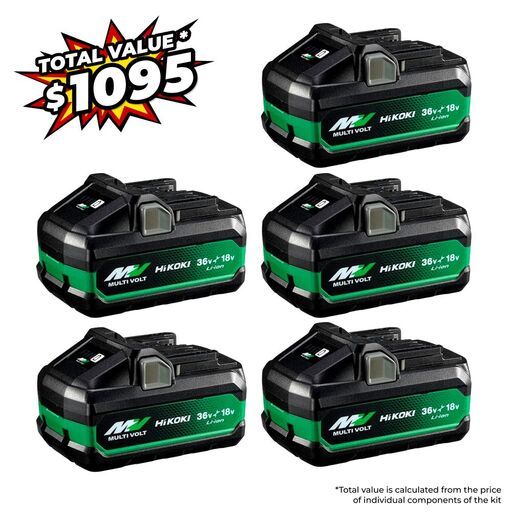 HiKOKI 5BSL36A18X (AU40300010) 5-Pack 18V 5.0Ah / 36V 2.5 Ah Li-ion MultiVolt Battery