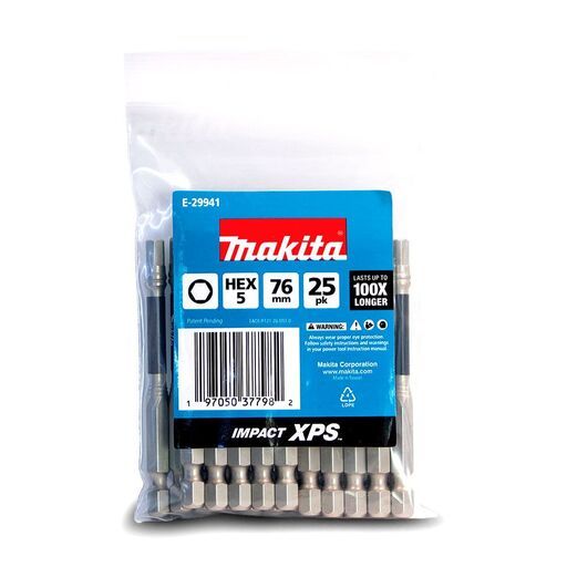 Makita E-29941 25-Pack HEX5 x 76mm Impact XPS Power Bits – image 3