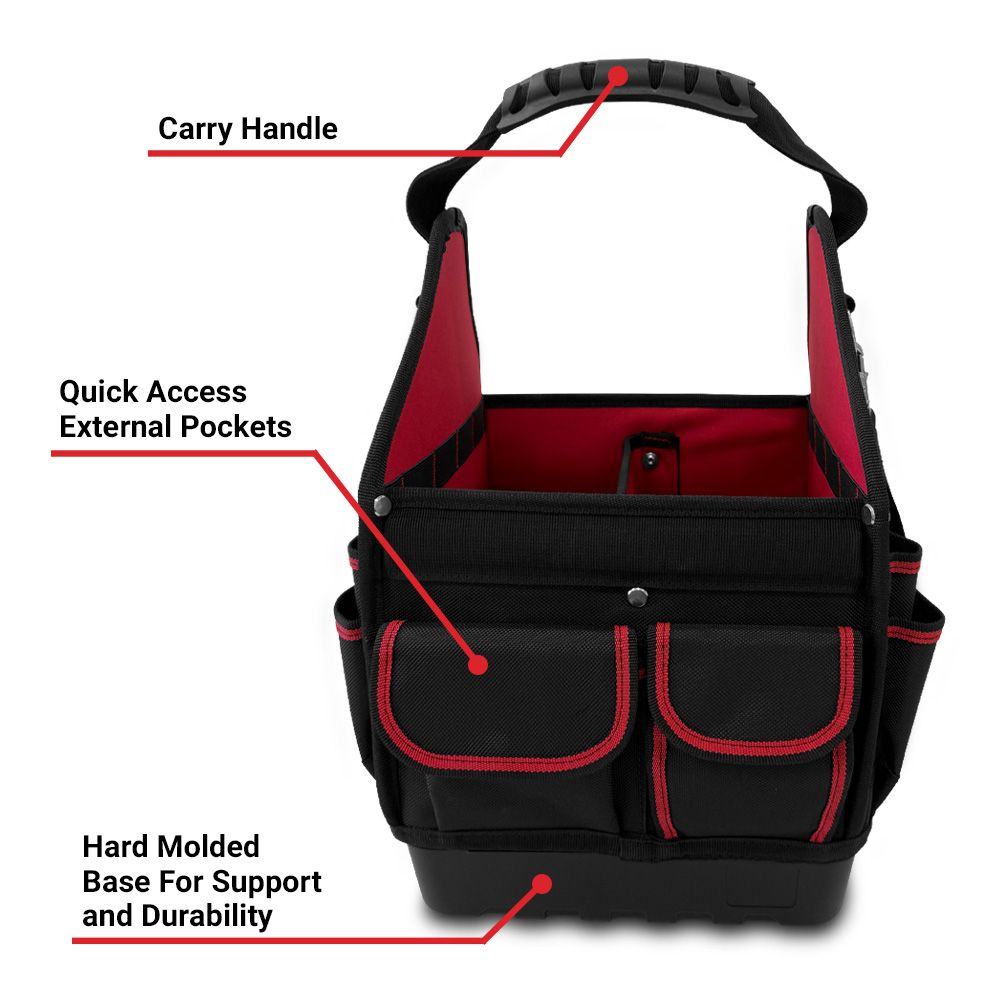 [Temporarily Out Of Stock] Xtorque XTB250385 10" Open Tote Hard Plastic Base Tool Bag – image 4