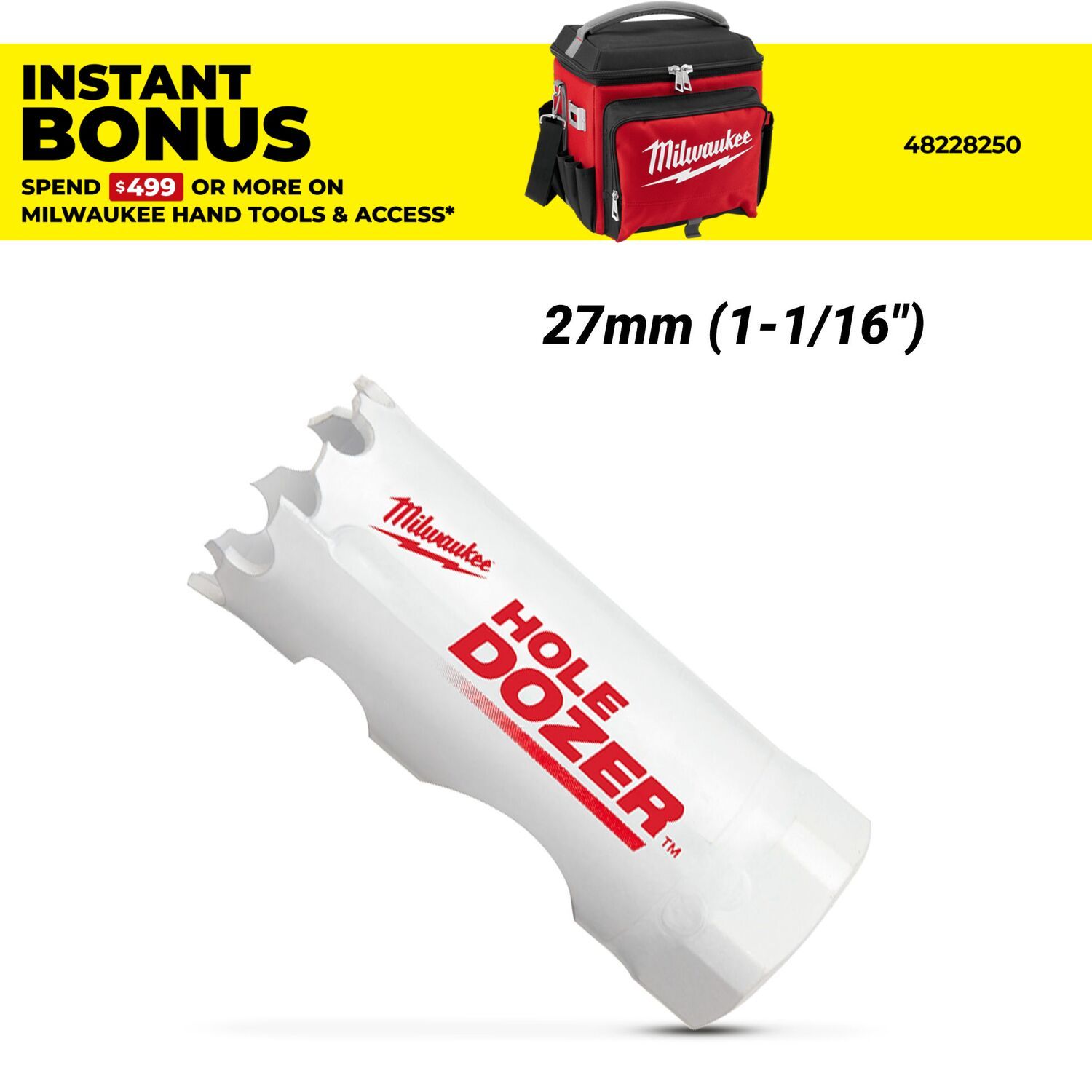 Milwaukee 49560047 27mm (1-1/16") HOLE DOZER Bi-Metal Hole Saw – image 1