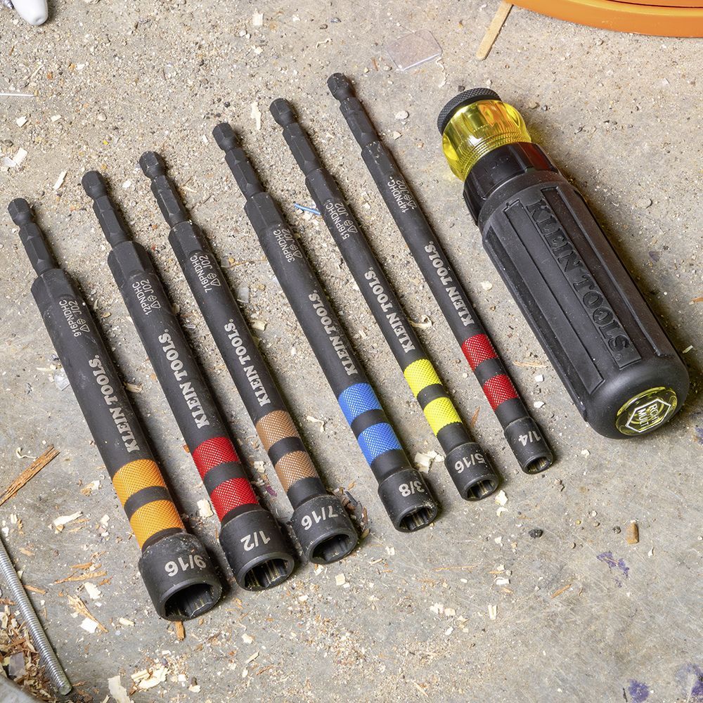 Klein A-32950 7pce Ratcheting Power Nut Drivers Hollow Magnetic Colour-Coded – image 6