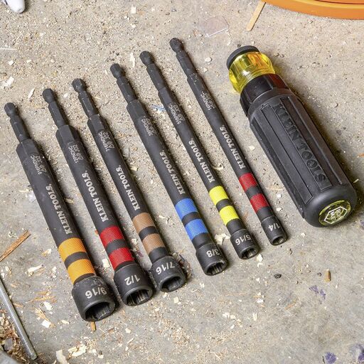 Klein A-32950 7pce Ratcheting Power Nut Drivers Hollow Magnetic Colour-Coded – image 6