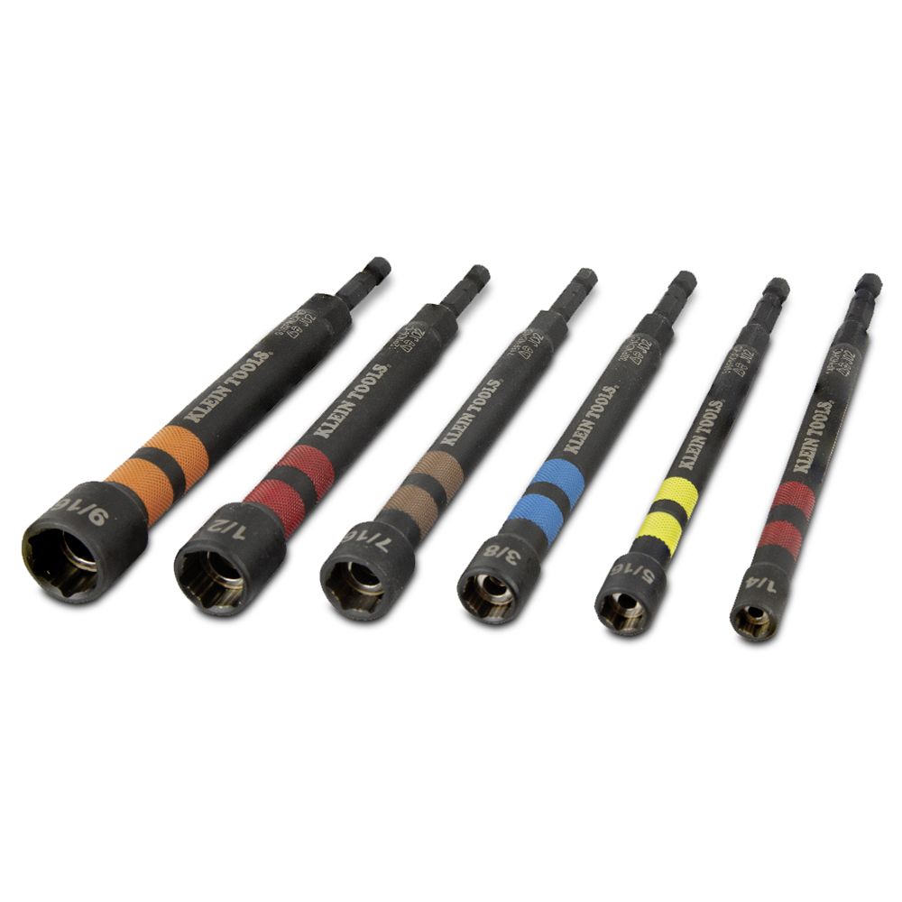 Klein A-32950 7pce Ratcheting Power Nut Drivers Hollow Magnetic Colour-Coded – image 2