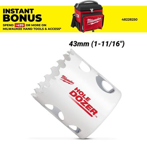 Milwaukee 49560097 43mm (1-11/16") HOLE DOZER Bi-Metal Hole Saw