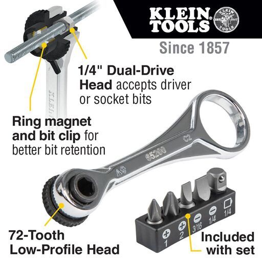 Klein A-65200 5pce Slim Profile Mini Ratchet Set – image 4