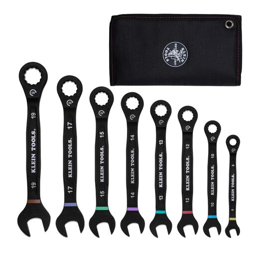 Klein A-69408MG 8pce Metric 8-19mm Ratcheting Combo Wrench Set – image 2