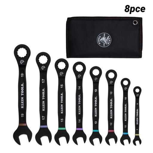 Klein A-69408MG 8pce Metric 8-19mm Ratcheting Combo Wrench Set